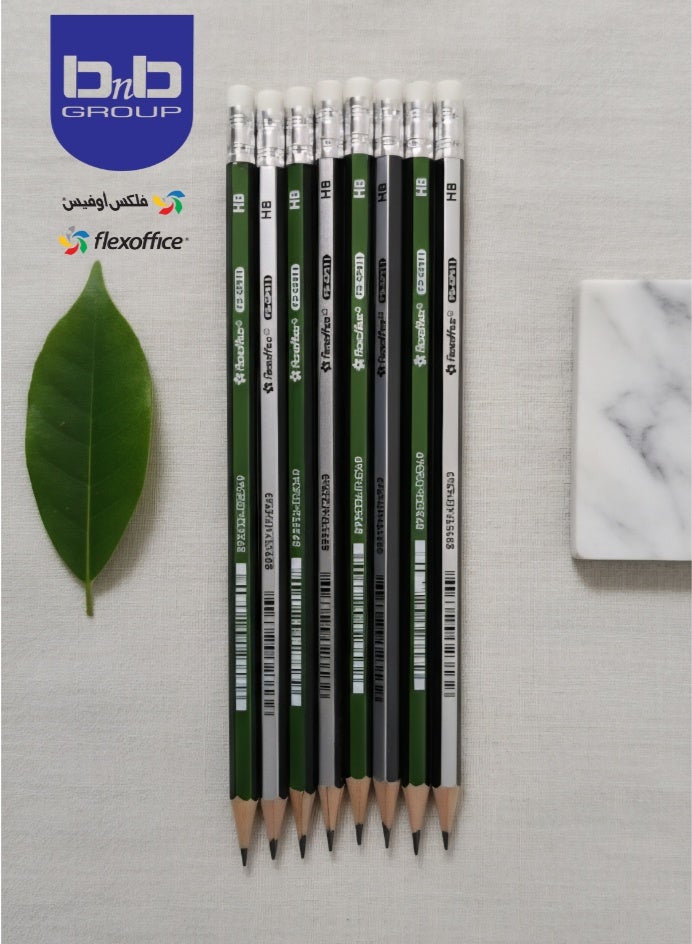 FLEXOFFICE FO-GP011 Wooden Pencil Box containing 12 pencils. A writing and drawing tool for students, suitable for exams, school, office, and home drawing. - Image 2